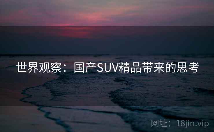 世界观察：国产SUV精品带来的思考